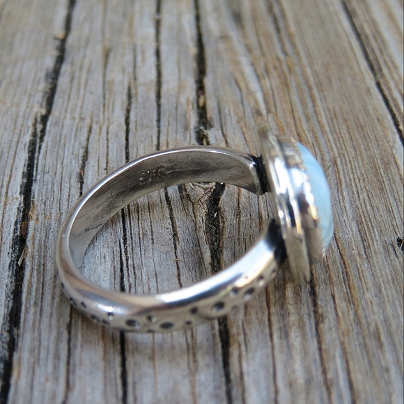 SOLD Artisan Sterling Silver Natural Dominican Larimar Ring NEW OOAK - Picture 5 of 5
